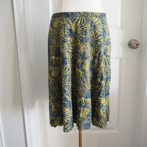 Fairycore Coldwater Creek Size 6 Blue and Green Sunburst Patterned Midi Skirt